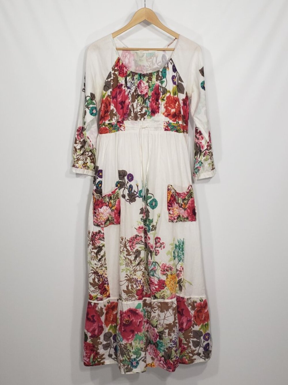 Floral Gauzy Maxi Peasant Dress Women's Medium empire waist cottagecore feminine